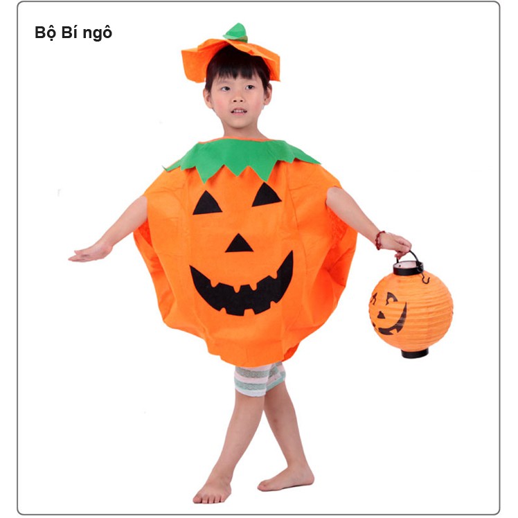 Bộ hóa trang bí ngô ngộ nghĩnh cho bé chơi Halloween từ 3-7 tuổi