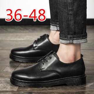 Giày bốt da Martin màu đen cổ cao ngang mắt cá có size lớn 45 46 47 dành cho nam