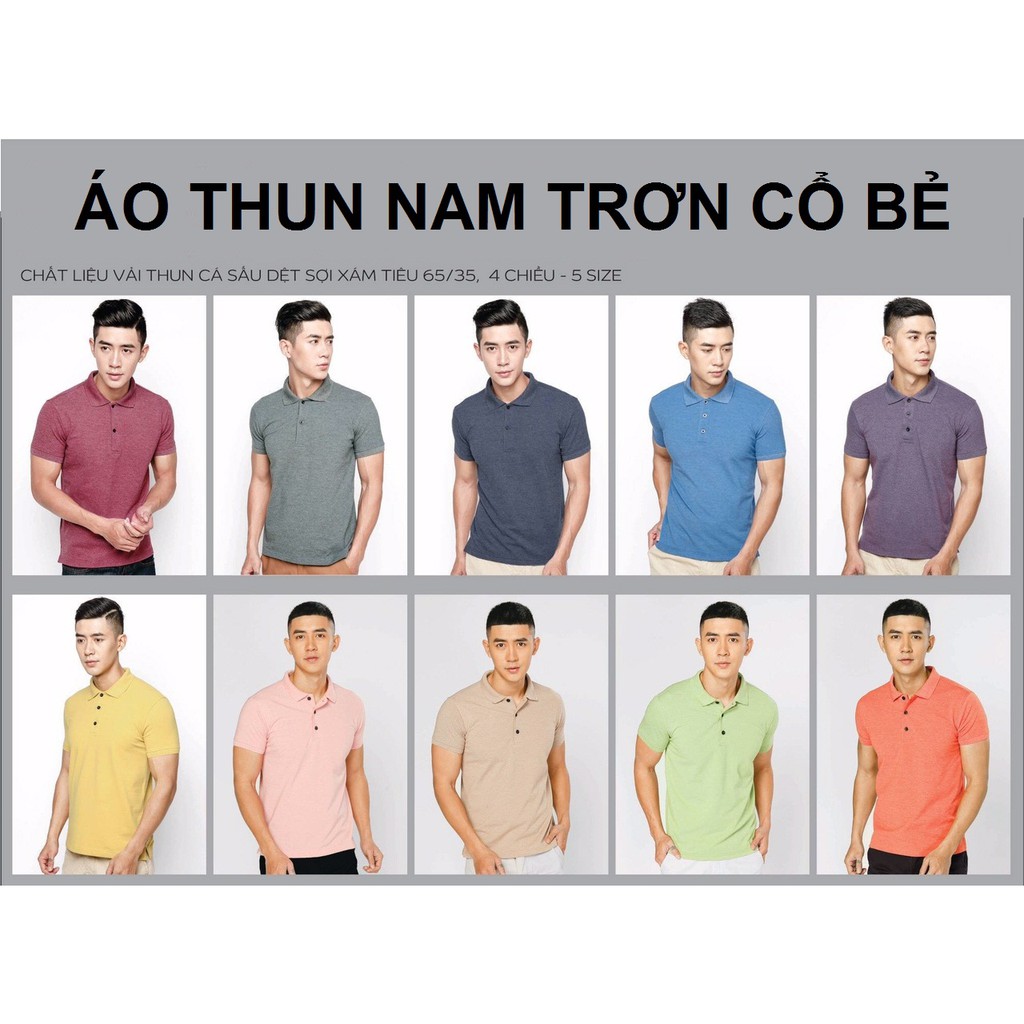 ÁO THUN NAM TRƠN CỔ BẺ NHIỀU MÀU