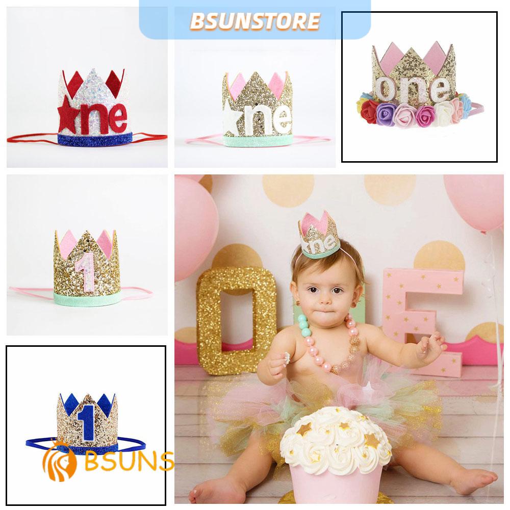 Mũ Sinh Nhật Hình Vương Miện Đính Kim Tuyến Lấp Lánh Cho Bé 1 Tuổi