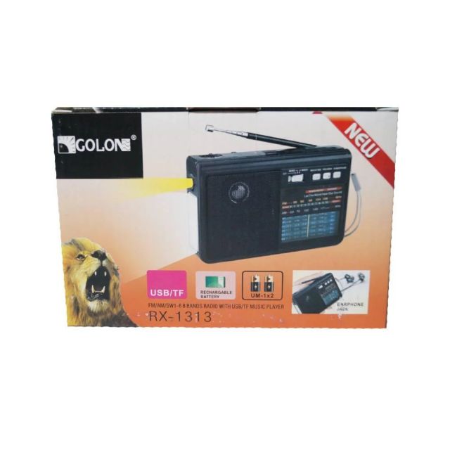 [Mã ELHACE giảm 4% đơn 300K] Đài Radio 6 Band GOLON RX-1313, Nghe Nhạc USB Và Thẻ Nhớ