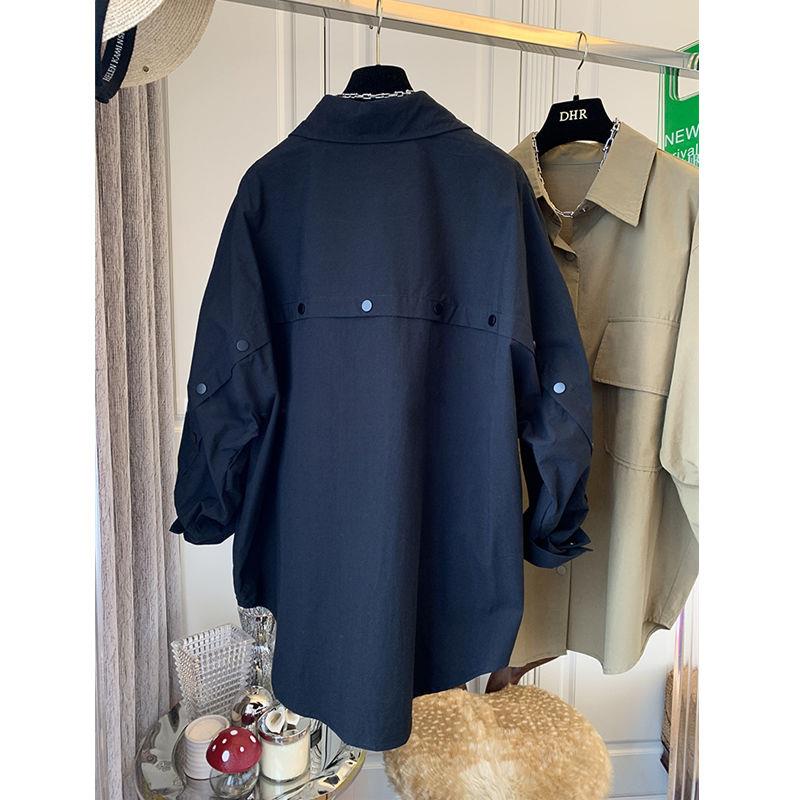 Áo Sơ Mi Cotton Dáng Rộng Tay Cánh Dơi Cài Nút Sau Lưng Thời Trang 2022 Cho Nữ