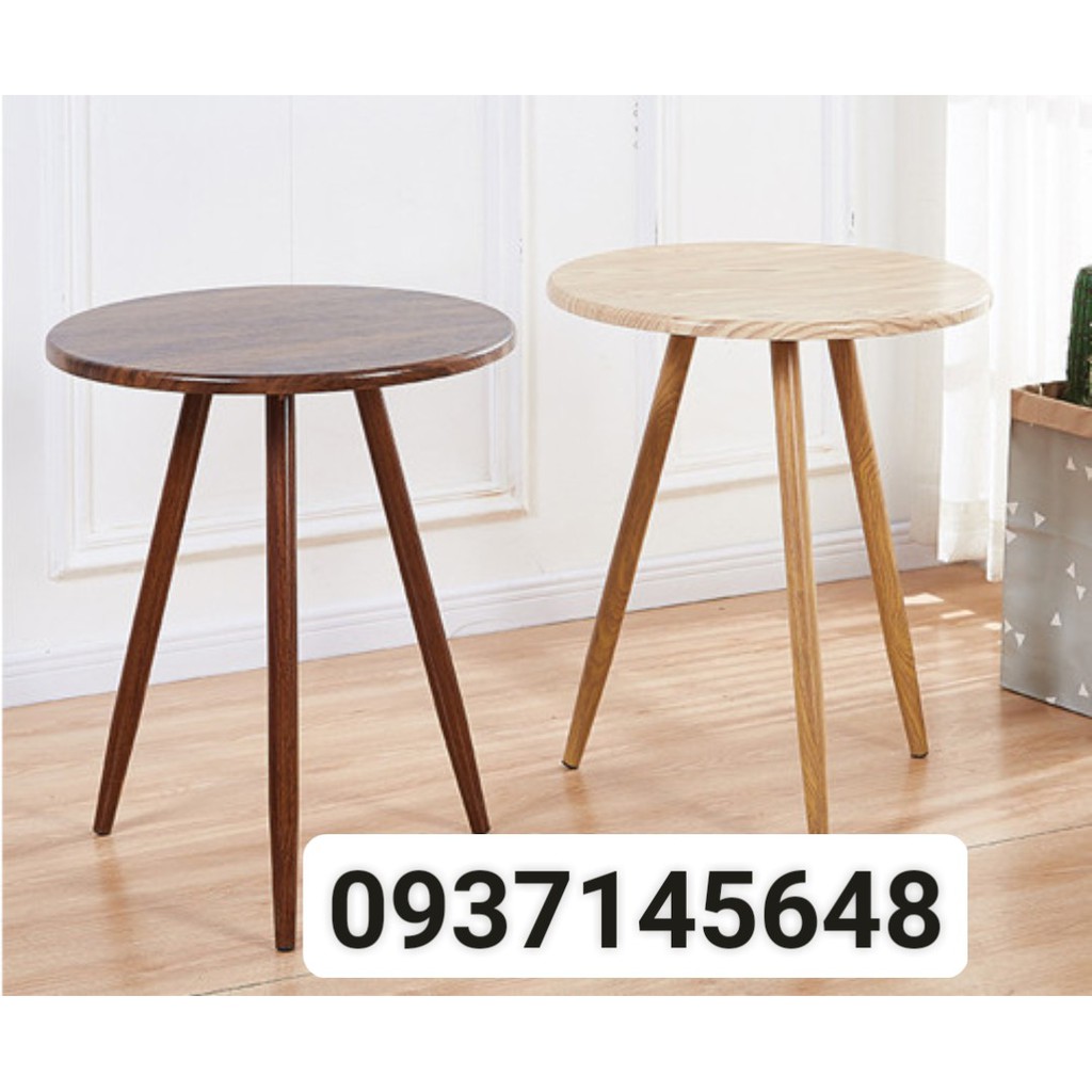 Bàn cafe tròn 3 chân hiện đại mặt gỗ MDF phủ nhựa PVC, chân thép sơn tĩnh điện giả gỗ TM03