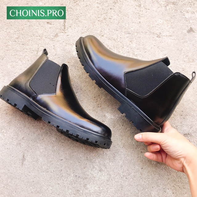 Giầy da CHELSEA BOOTS cao cổ da bò mềm Bốt cao cổ nam tăng cao 5cm