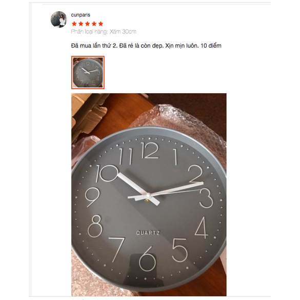 [Quà tặng là 01 móc dán tường] Đồng hồ treo tường kim trôi cao cấp , Đồng hồ trang trí decor màu xám sang trọng độc đáo