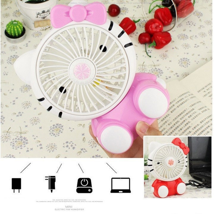 Quạt Cầm Tay Để Bàn Mèo Kitty CT03 Mini Siêu Mát