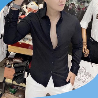 Áo sơ mi - áo sơ mi lụa đen cao cấp - chất liệu lụa mềm mịn, mát mẻ, dáng trẻ trung thanh lịch, mặc bao đẹp