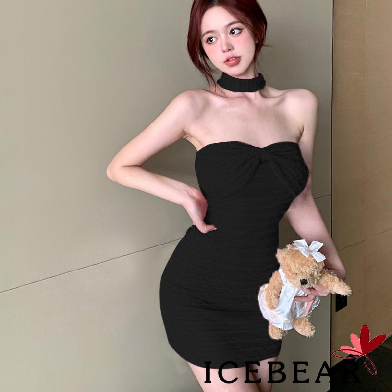 Đầm Hai Dây Ôm Dáng Màu Trơn Đính Nơ Thời Trang Mùa Hè Cho Nữ