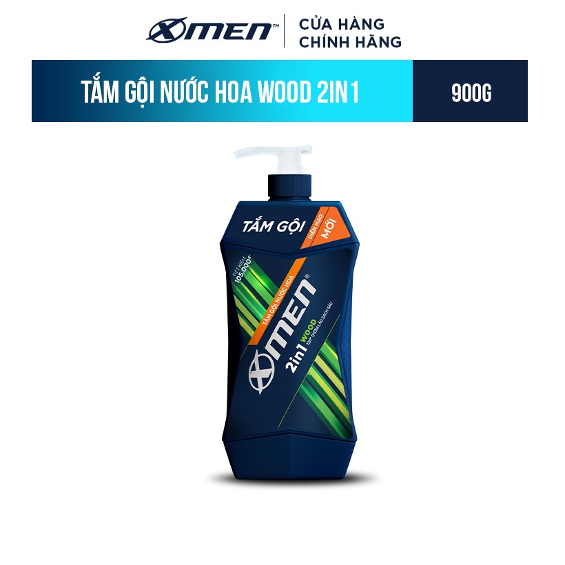 Tắm Gội Nước Hoa X-Men Wood 2in1 thơm lâu sạch sâu 900g