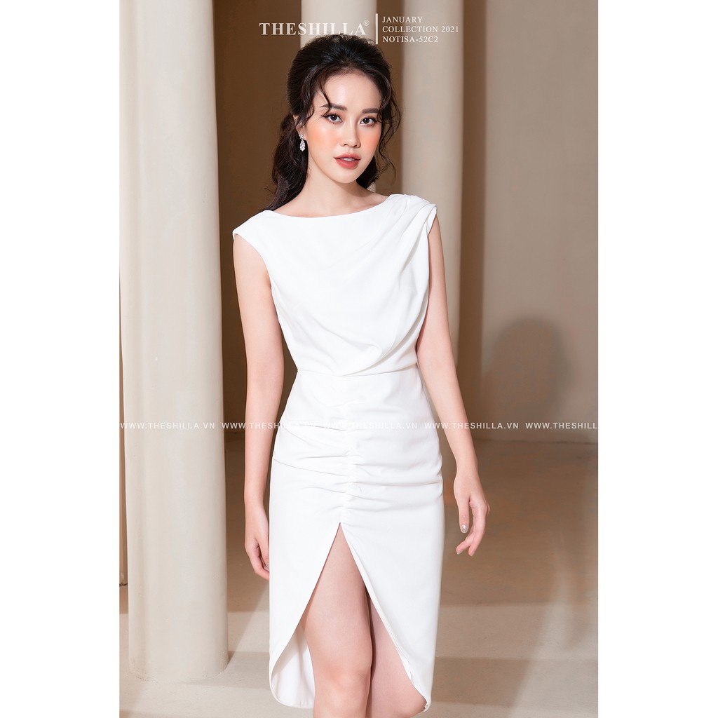 Váy thiết kế cao cấp màu trắng body xẻ tà hở lưng cao cấp [ Có video + Ảnh thật ] The Shilla - Notisa-52C2