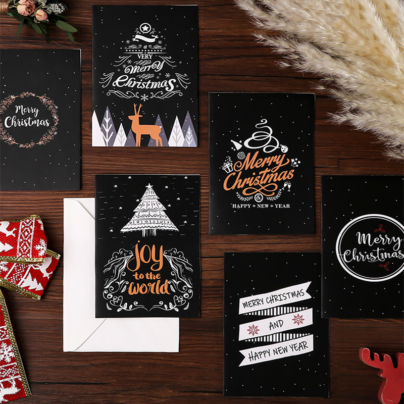 [Hot Sale] 6Pcs Simple Ins Style Christmas Thanksgiving Greeting Card Superior Quality  Party Simple Invitation Card