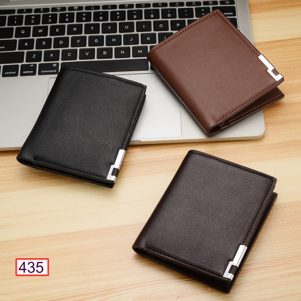 Ví da nam bọc viền kim loại dáng đứng thời trang nam hot trend