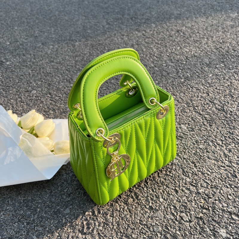 Túi Đeo Vai Hình Vuông Họa Tiết Vân Kim Cương Phong Cách Hàn Quốc Cho Nữ