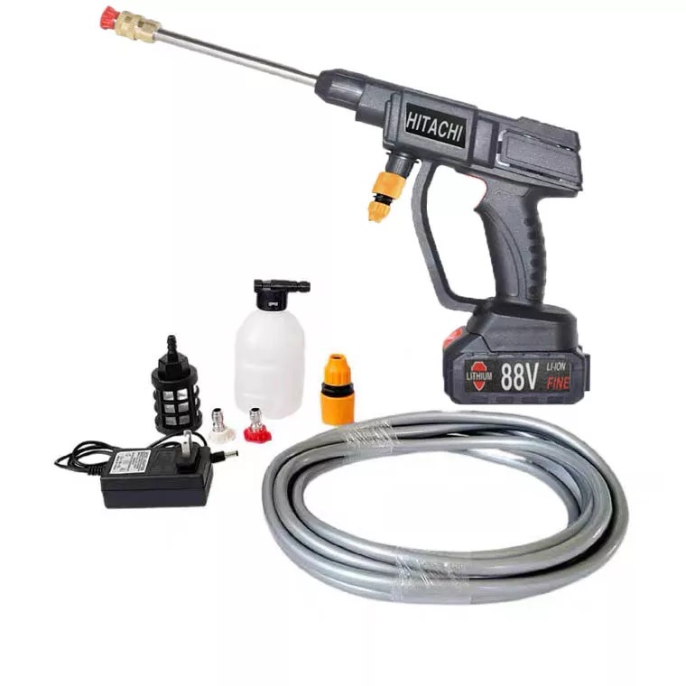 (HCM) Máy Rửa Xe Cao Áp HI-TA-CHI 88V Dùng Pin Tiện Lợi Đầy Đủ Phụ Kiện Tặng Vali Nhựa Đựng Máy