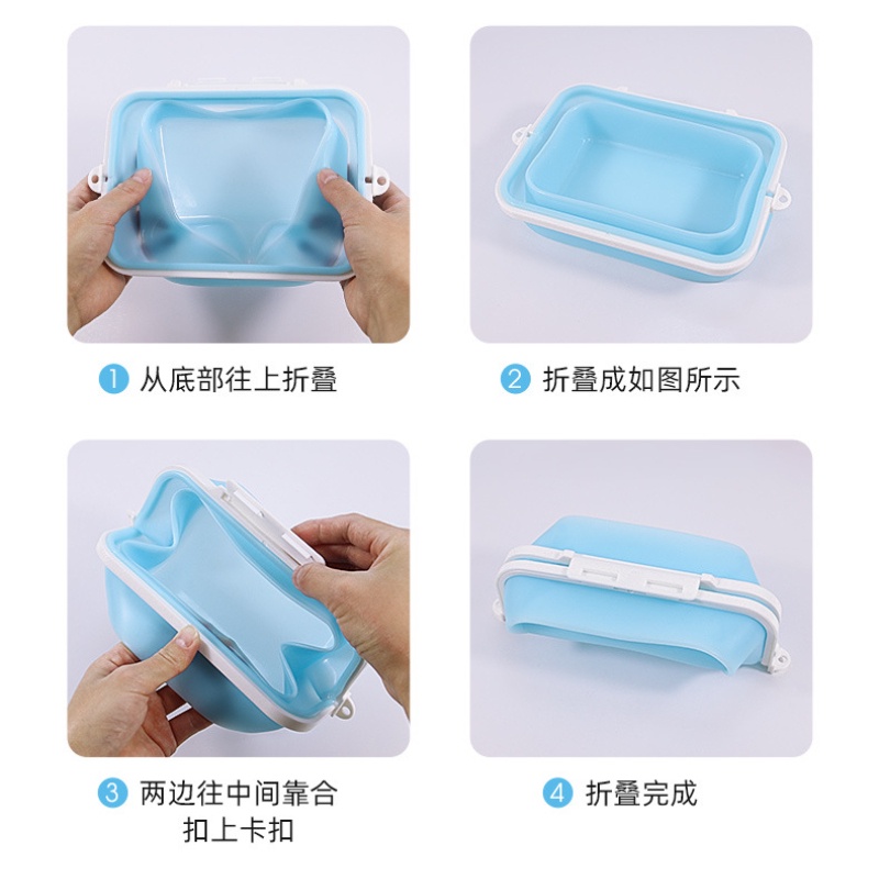 Hộp Đựng Thức Ăn Trưa Bằng Silicone 1500ml Có Thể Xếp Gọn