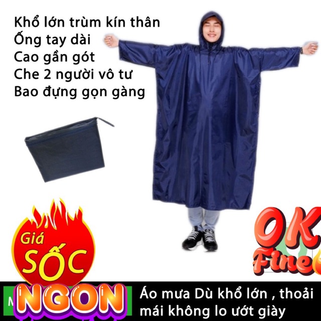 Áo mưa cánh dơi xẻ tà 1m4