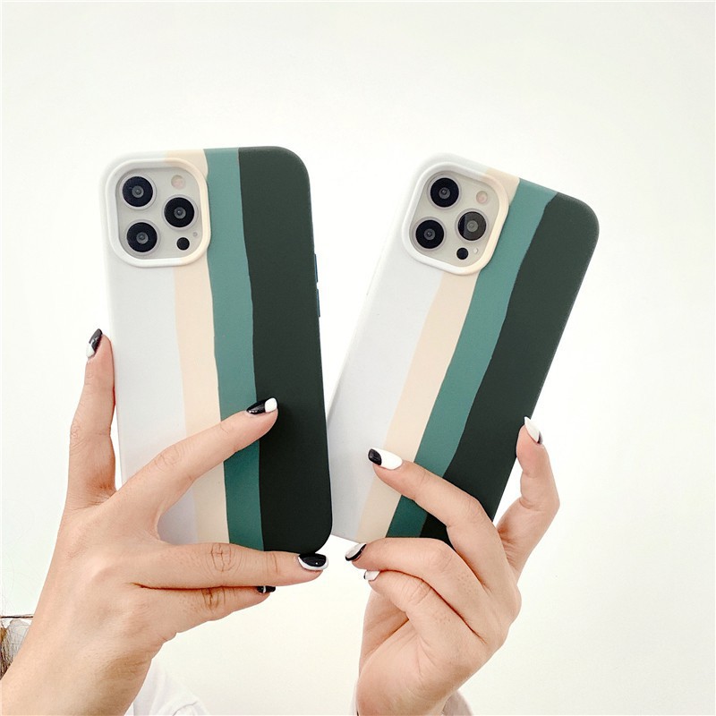 Ốp Lưng Iphone Chống Bẩn Logo Táo Sọc Cầu Vồng 6/6plus/6s/6splus/7/7plus/8/8plus/x/xr/xs/11/12/pro/max/plus/promax