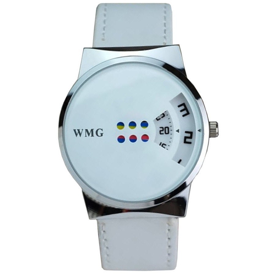 Đồng hồ nam WMG 631 dây da (Trắng)