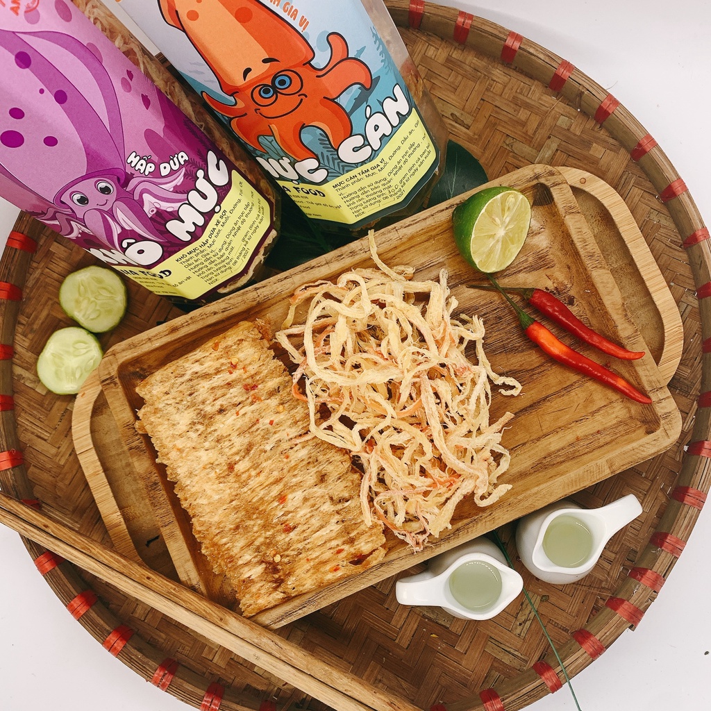 Mực mix 2 vị:Mực xé + Mực cán cao cấp hàng loại 1 300g -Mực hấp dừa, Mực cán nguyên , Mực thơm ngon , đảm bảo chất lượng | BigBuy360 - bigbuy360.vn