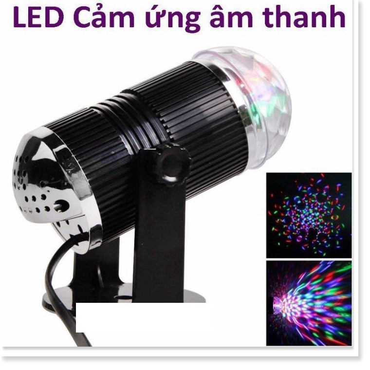 [ Sale ] Đèn Led Hình Ống (hình trụ) Cầu Xoay Pha Lê 7 Màu Cảm Ứng Âm Thanh Xoay 360 Độ - HÀNG CAO CẤP