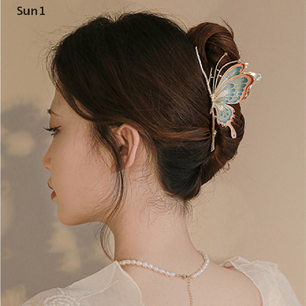 Sun1 &gt; Kẹp Tóc Bướm / Cua / Cá Mập Bằng Kim Loại Thời Trang Thanh Lịch Dành Cho Nữ