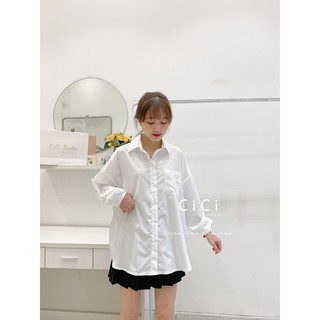 Áo sơmi trắng đuôi tôm ly sau CICI STUDIO