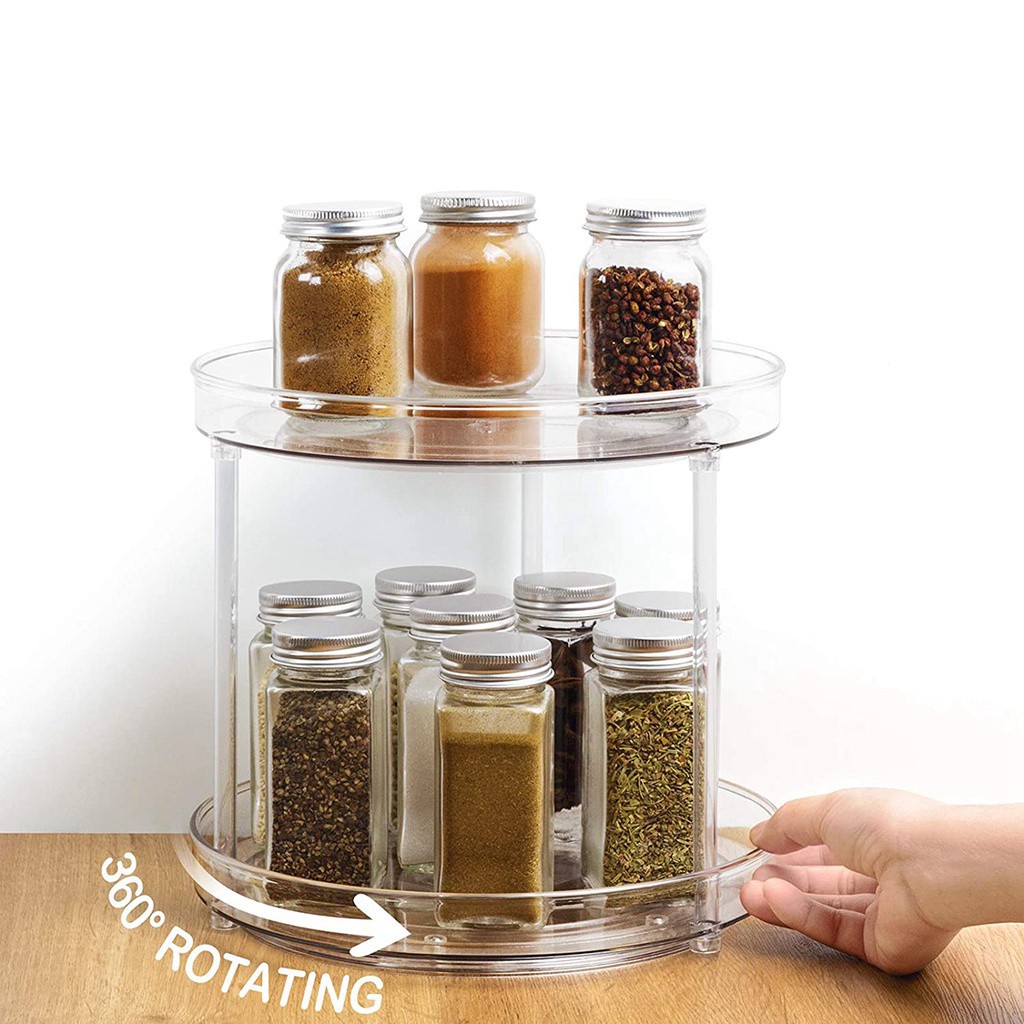 Kệ Đựng Lọ Gia Vị 2 Tầng Xoay 360 Độ Nhiều Màu Cho Nhà Bếp / Phòng Tắm