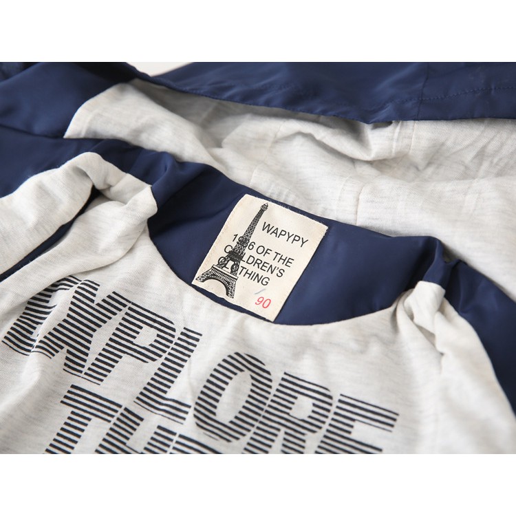 Áo khoác gió bé trai WAPYPY áo khoác lót nỉ cho bé