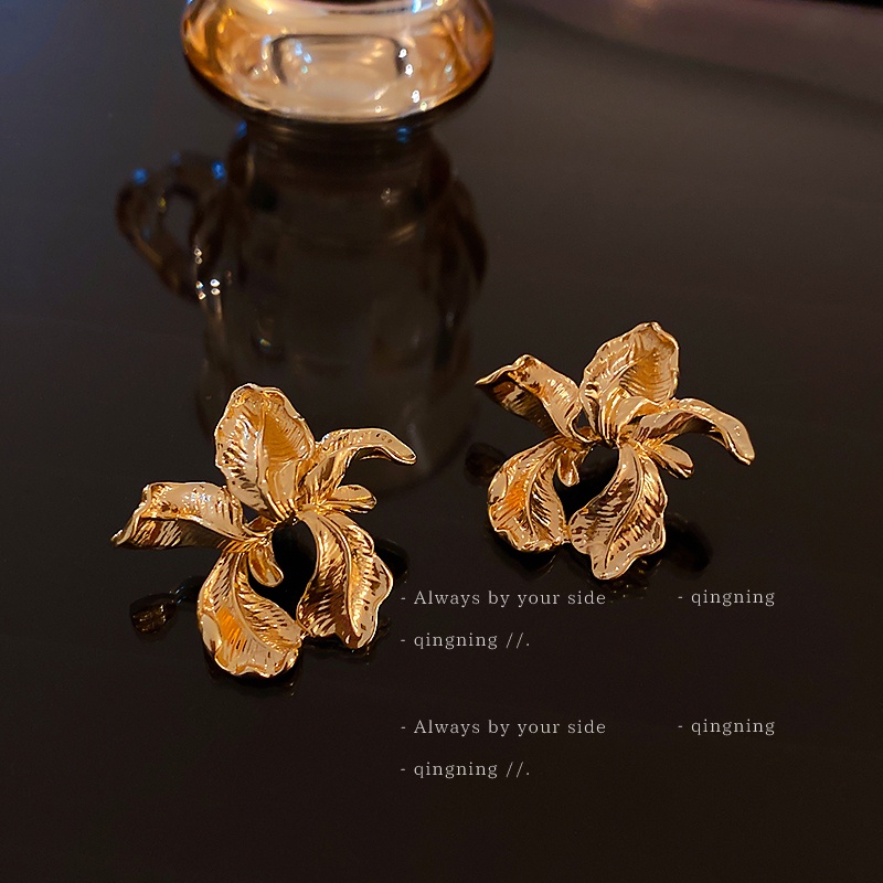 DREJEW Khuyên tai mạ bạc 925 hình hoa phong cách Hàn Quốc