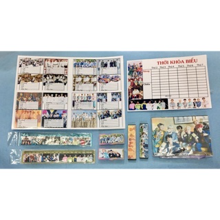 Sét BTS 1 bảng nhãn vở 16 nhãn,1 thời khoá biểu,1 sổ lò xo,2 thước kẻ,2 hộp tẩy,2 hộp ngòi chì