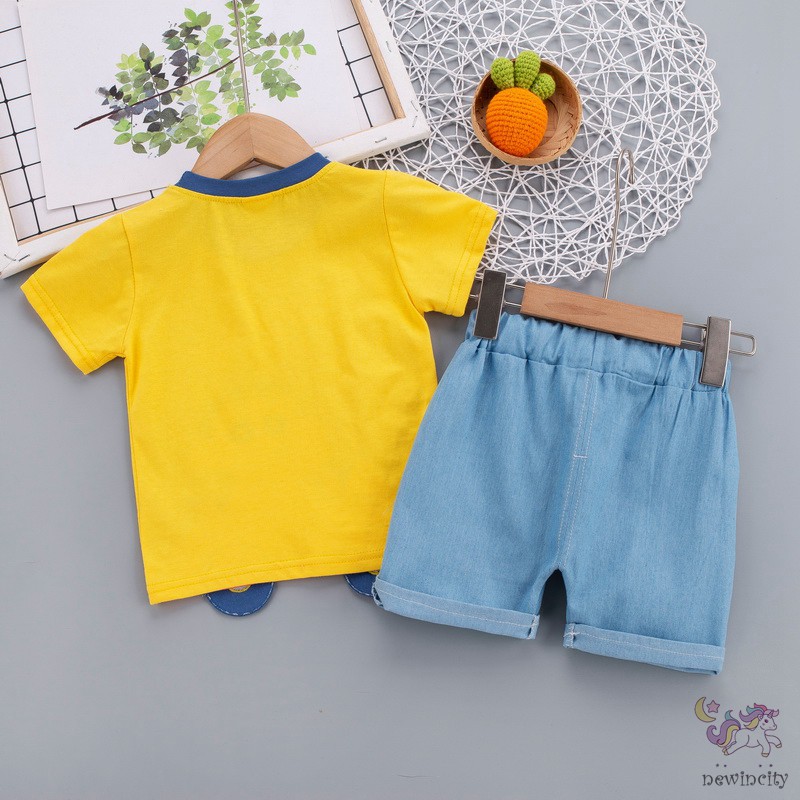 Set áo thun tay ngắn họa tiết hoạt hình kèm quần short thời trang cho bé trai