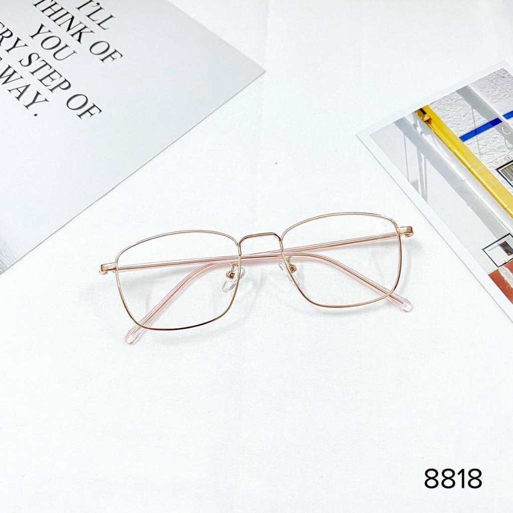 Gọng Kính Cận Kim Loại Mảnh Mắt Vuông Nam Nữ 8818 Gọng Kính Mắt Bunny