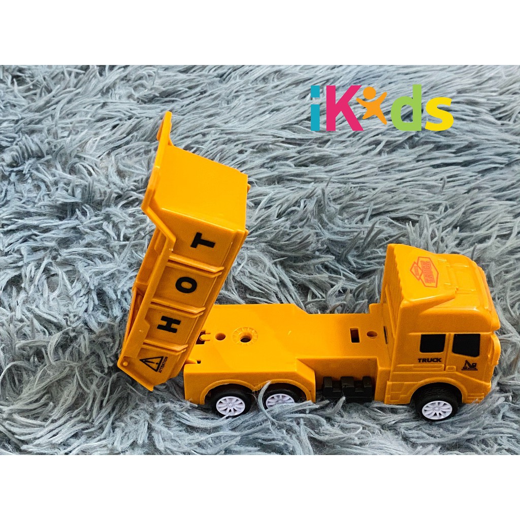 Bộ đồ chơi 4 xe công trình iKids Vietnam, máy xúc, xe tải, cần cẩu, xe trộn bê tông