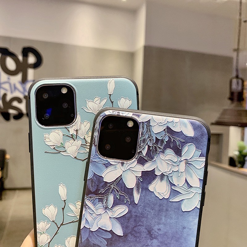 Ốp lưng điện thoại TPU mềm họa tiết Magnolia cho iPhone XS 11 Pro Max X XR 6 6S 7 8 Plus