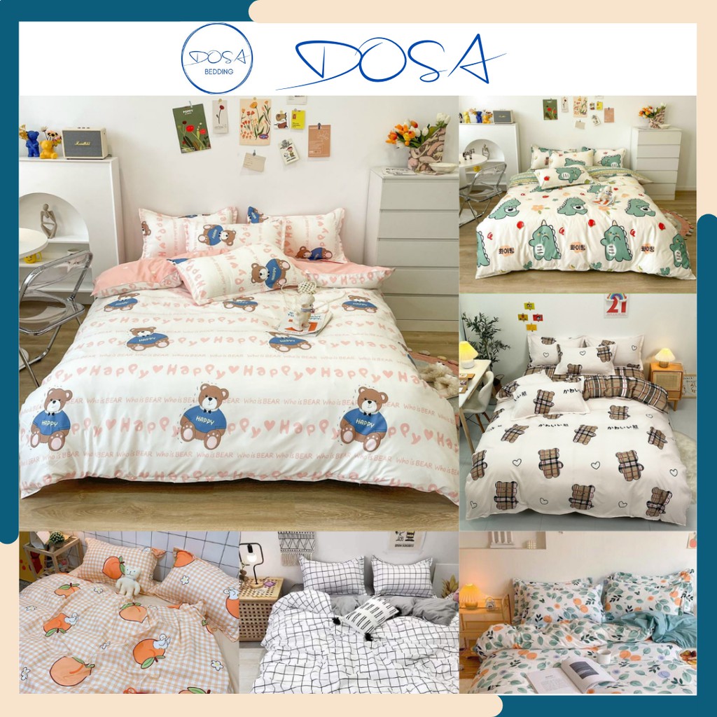 Bộ chăn ga gối Cotton PL DOSA Bedding chăn ga đẹp mang phong cách hàn quốc miễn phí bo chun bộ ga giường