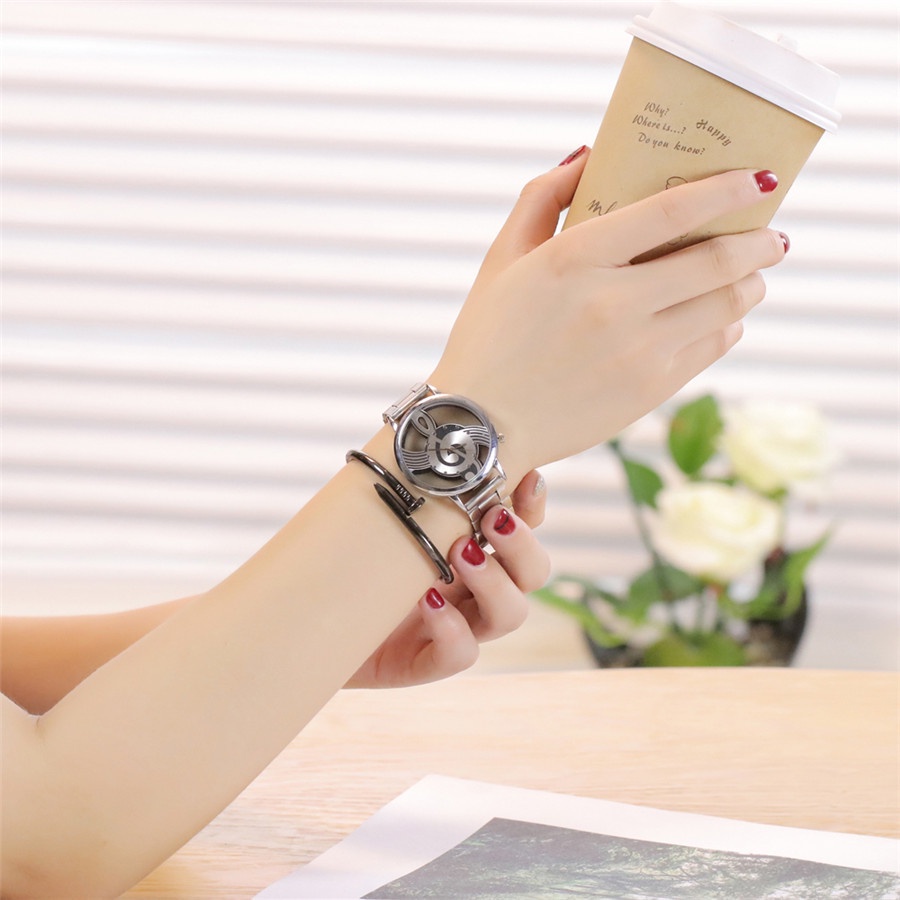 Mới Đồng Hồ Đeo Tay Mặt Hình Nốt Nhạc Thời Trang