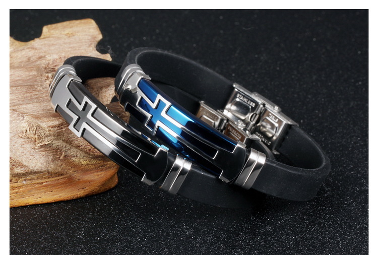 Vòng Tay Thép Titan Phối Mặt Hình Thánh Giá Thép Không Gỉ Thời Trang Cho Nam 2021