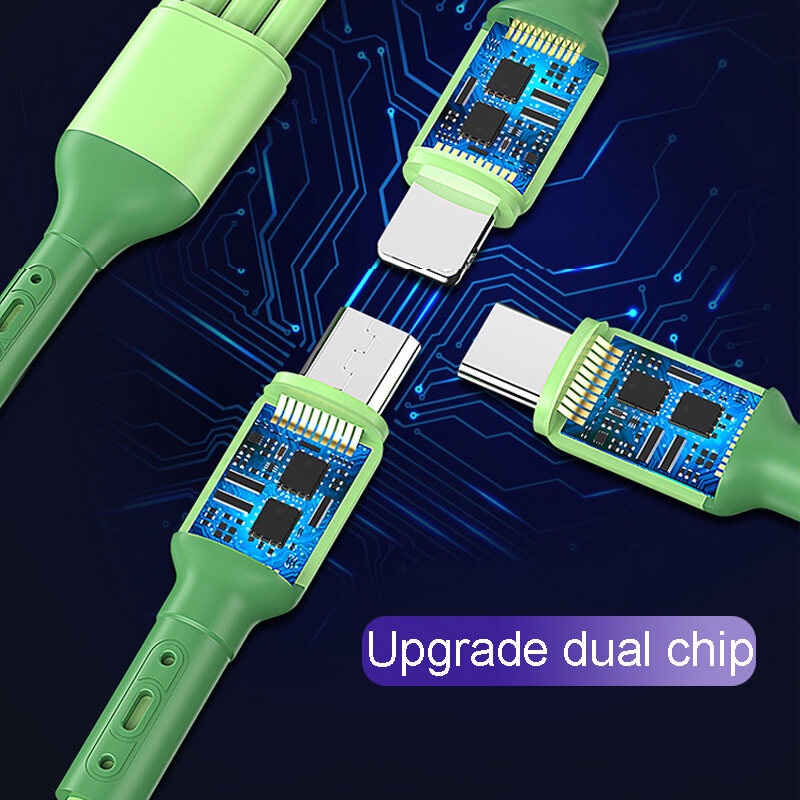 Dây Cáp Sạc Nhanh USB Loại C 5A 3 Trong 1 Bằng Silicon Cho iPhone Android