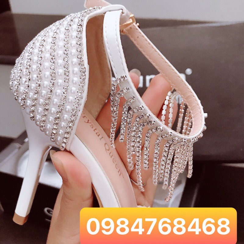 GIÀY CƯỚI ĐÍNH CHÂU PHỐI ĐÁ CAO CẤP( là hàng handmade thiết kế theo yêu cầu nên khách chắc chắn mới đặt hàng giúp shop)