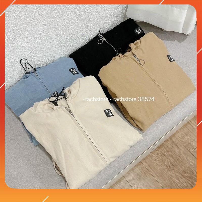 Áo khoác nam nữ da lộn thêu logo và chữ lưng tay cánh dơi