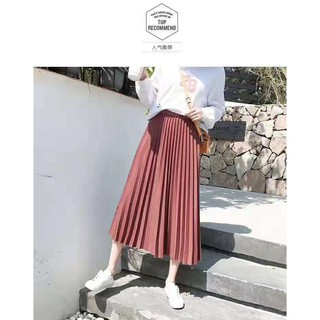 Chân váy xếp li dài cạp chun