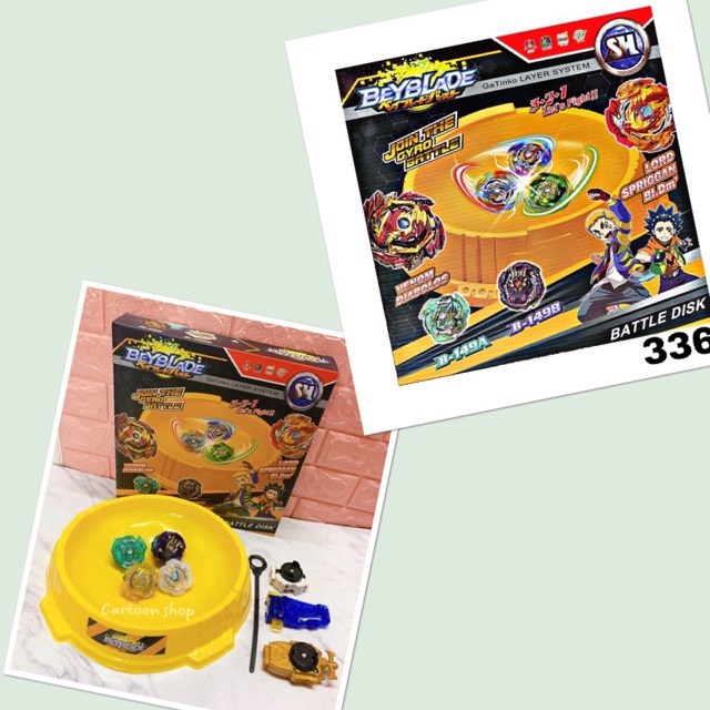 Hộp sàn đấu và 4 con quay beyblade burst