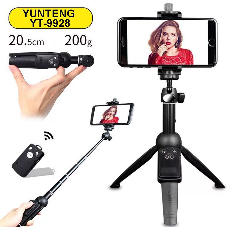 ♣Gậy tự sướng kiêm tripod 3 chân cao cấp Yunteng YT-9928 kèm remote thá