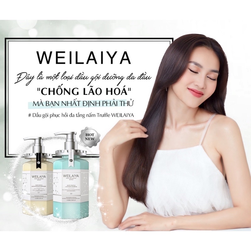 (TẶNG KÈM TÚI+LƯỢC GỘI ĐẦU+BÔNG TẮM ) Cặp dầu gội xả Truffle Weilaiya phục hồi tóc khô xơ, hư tổn chai 450ml - CO01