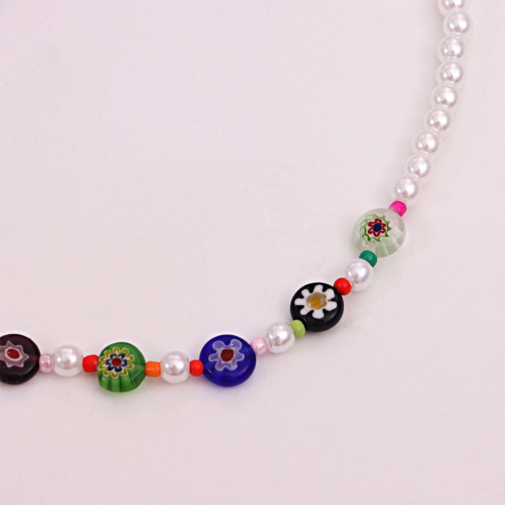 (0305) Vòng Cổ Choker Ngọc Nhân Tạo Đính Hạt Nhựa Resin Màu Sắc