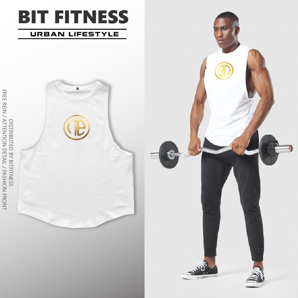 Áo ba lỗ tập Gym - Áo Tanktop cao cấp ONE ATHLETE - Logo nhũ vàng siêu chất - BiT Fitness TT.OA.LGTR