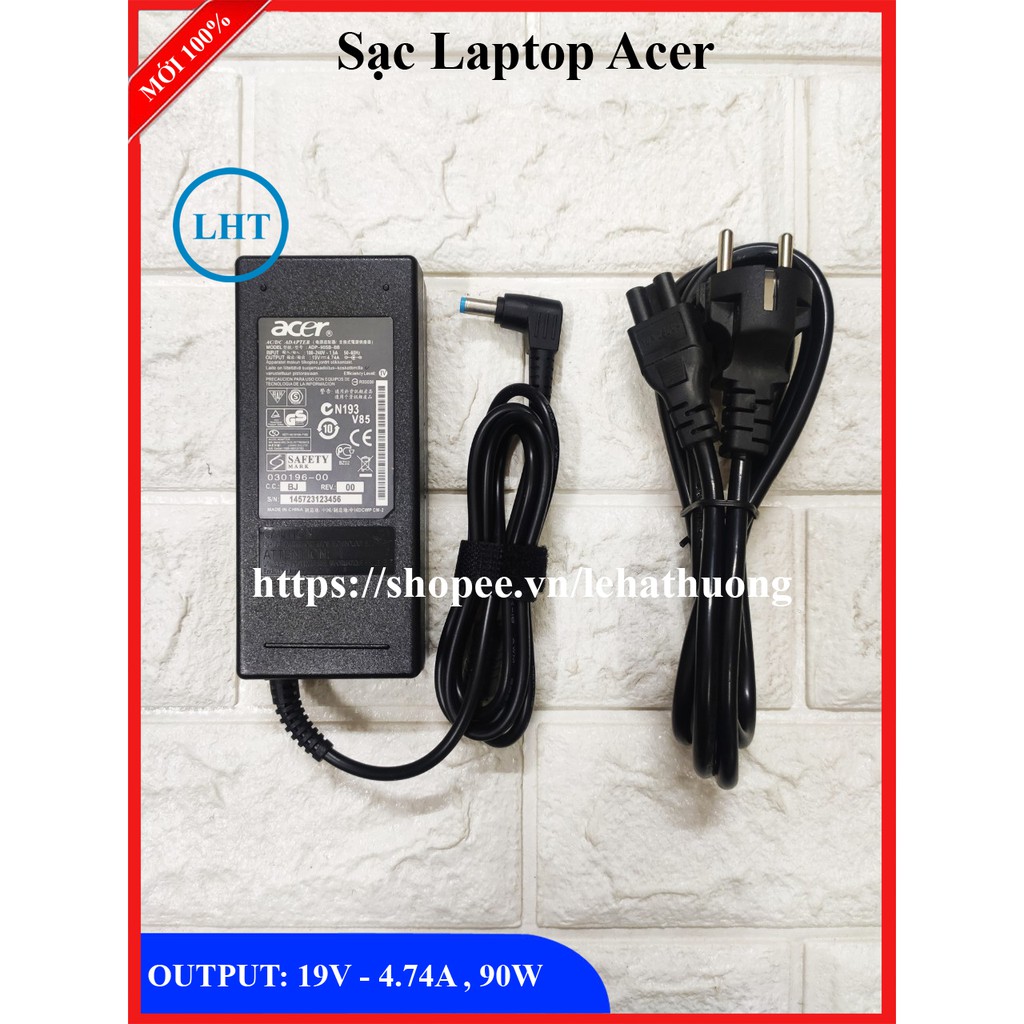Sạc laptop Acer 19V-4.74A 90W (Tặng kèm dây nguồn)