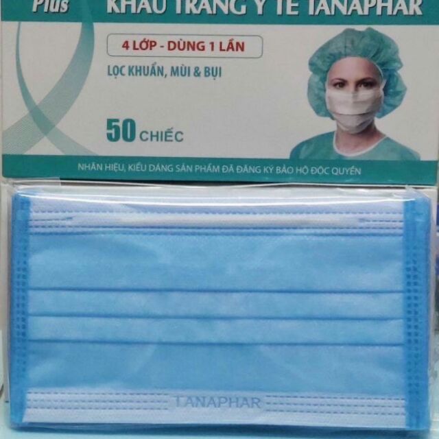 Khẩu trang y tế TANAPHAR 4 lớp (hộp 50 chiếc)