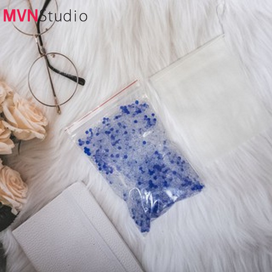 MVN Studio - Gói 200g hạt hút ẩm silica gel có hai màu xanh và trắng + tặng kèm túi đựng