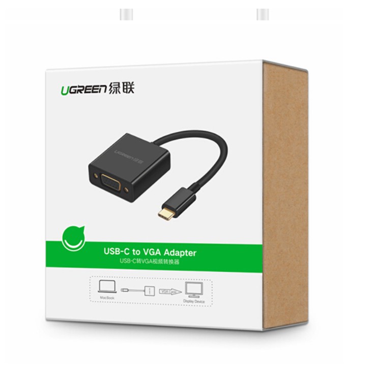 Bộ chuyển đổi USB-C sang VGA dài 10CM UGREEN CM140 - Hàng phân phối chính hãng